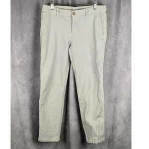 Gap Khakis Girlfriend Khaki Blue White Pinstripe Chino Pants Womens Size 2R
